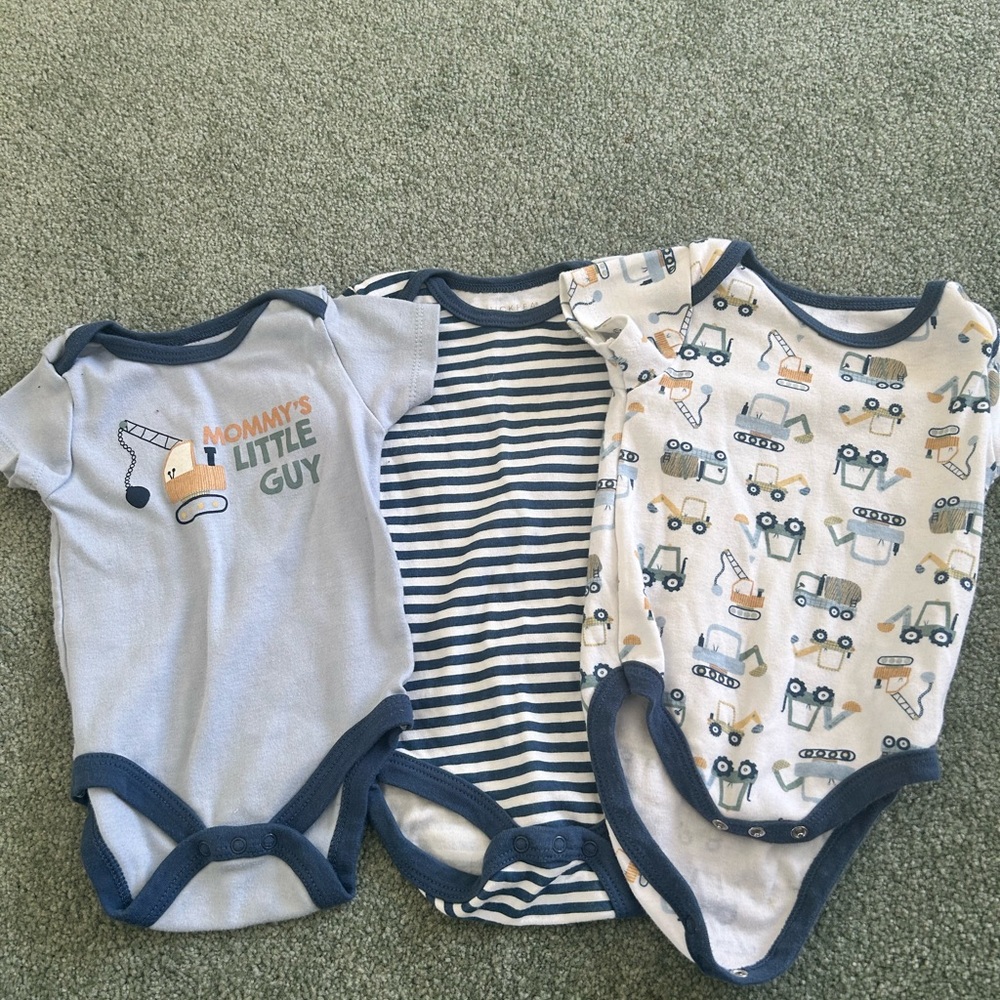 Chick Pea Blue and White Bodysuit Trio